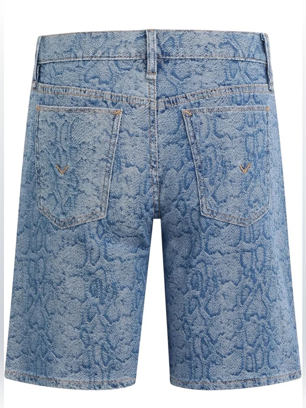Hudson London Low Rise Long Short Snake Print “Venom” Denim Shorts Size 26 NWT